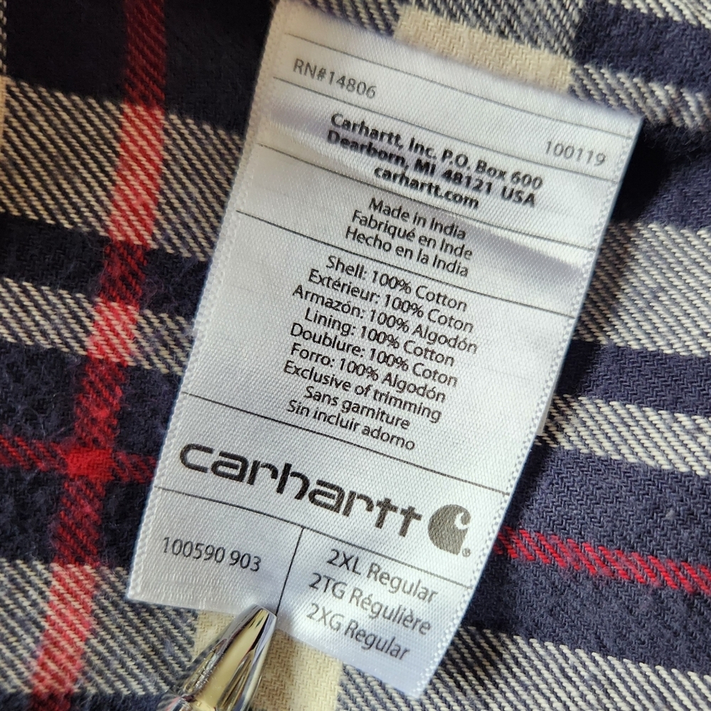 Carhartt "Weathered Canvas Shirt Jac" Flannel-lined Shacket Tan | Men's Size 2XL - Picture 9 of 11